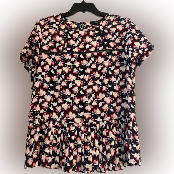 Banana Republic Tops - Banana Republic Black and Cream Floral Blouse with a peplum at the bottom size S
